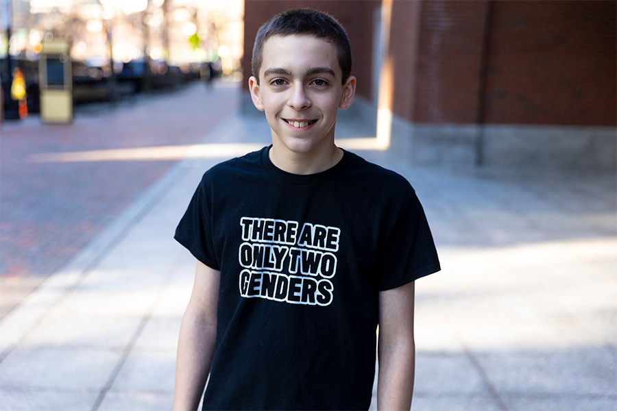 Liam Morrison wearing his